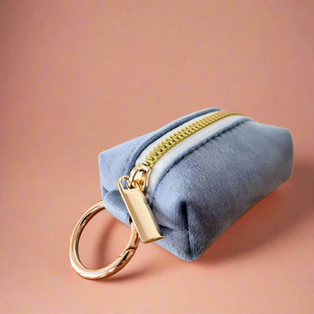 Luxe velvet blue dog poop bag holder