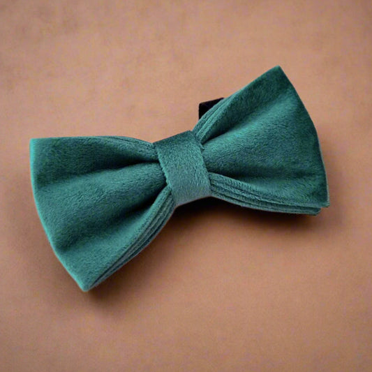Forest green velvet dog bow tie