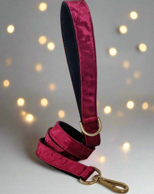 Crushed Red velvet dog leash