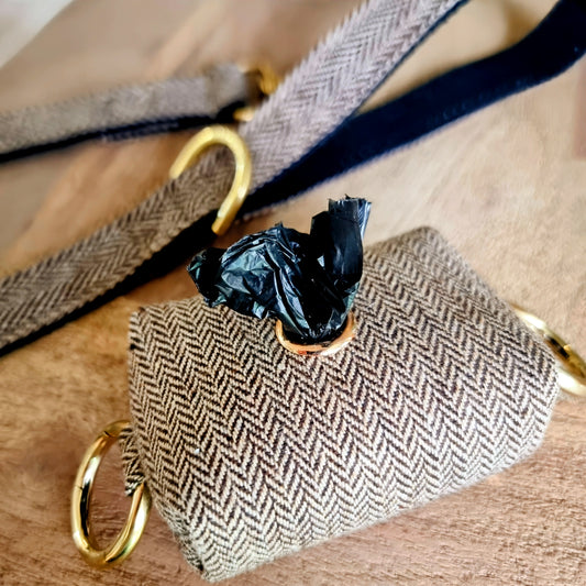 Tweed dog poop bag holder