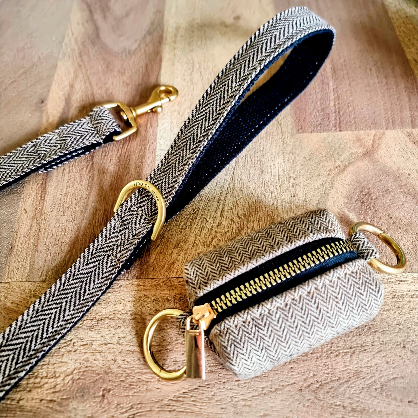 Brown dog bag holder