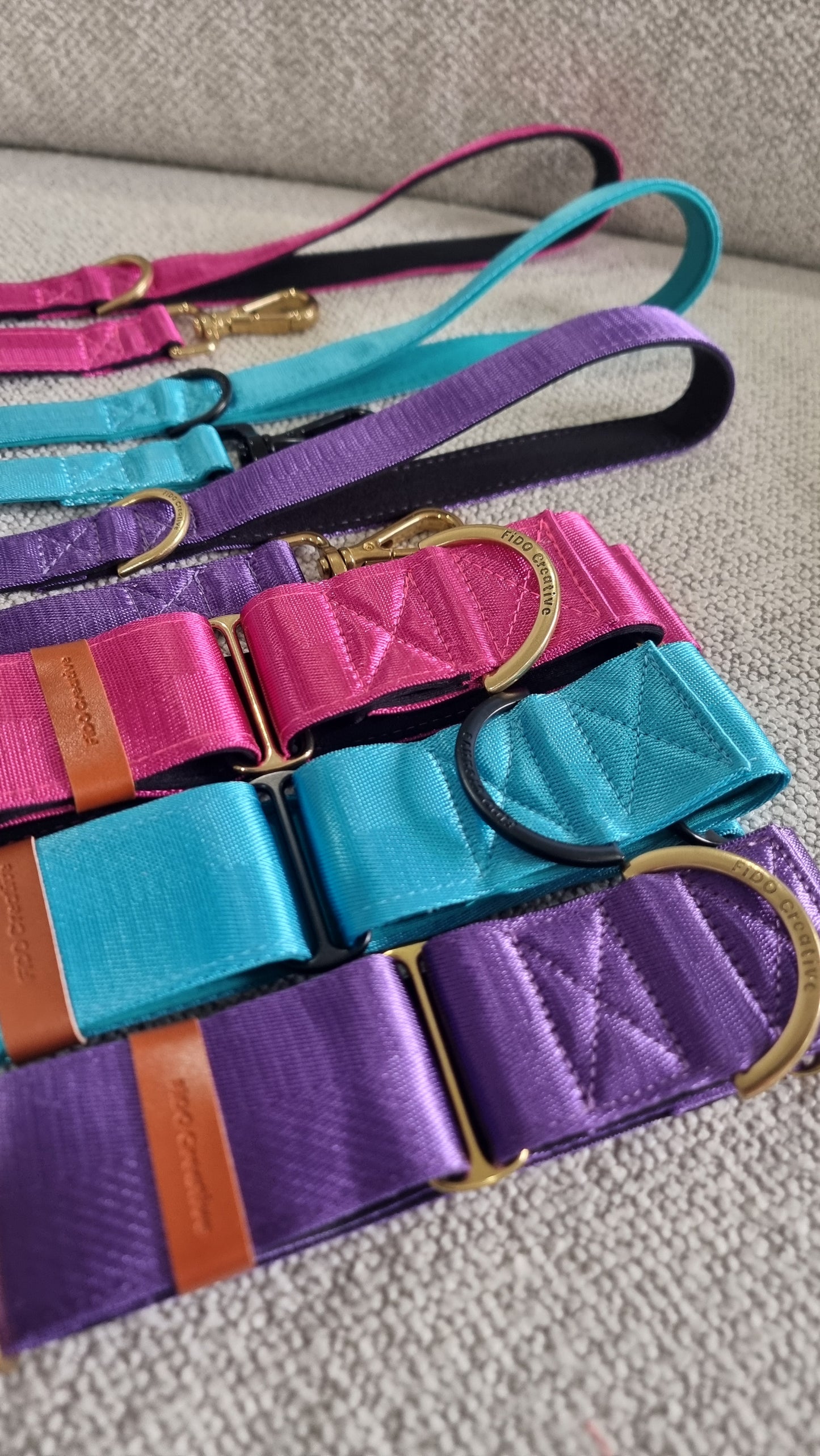 Royal Purple Martingale Collar – Comfortable Padded Dog Collar With Solid Brass Hardware