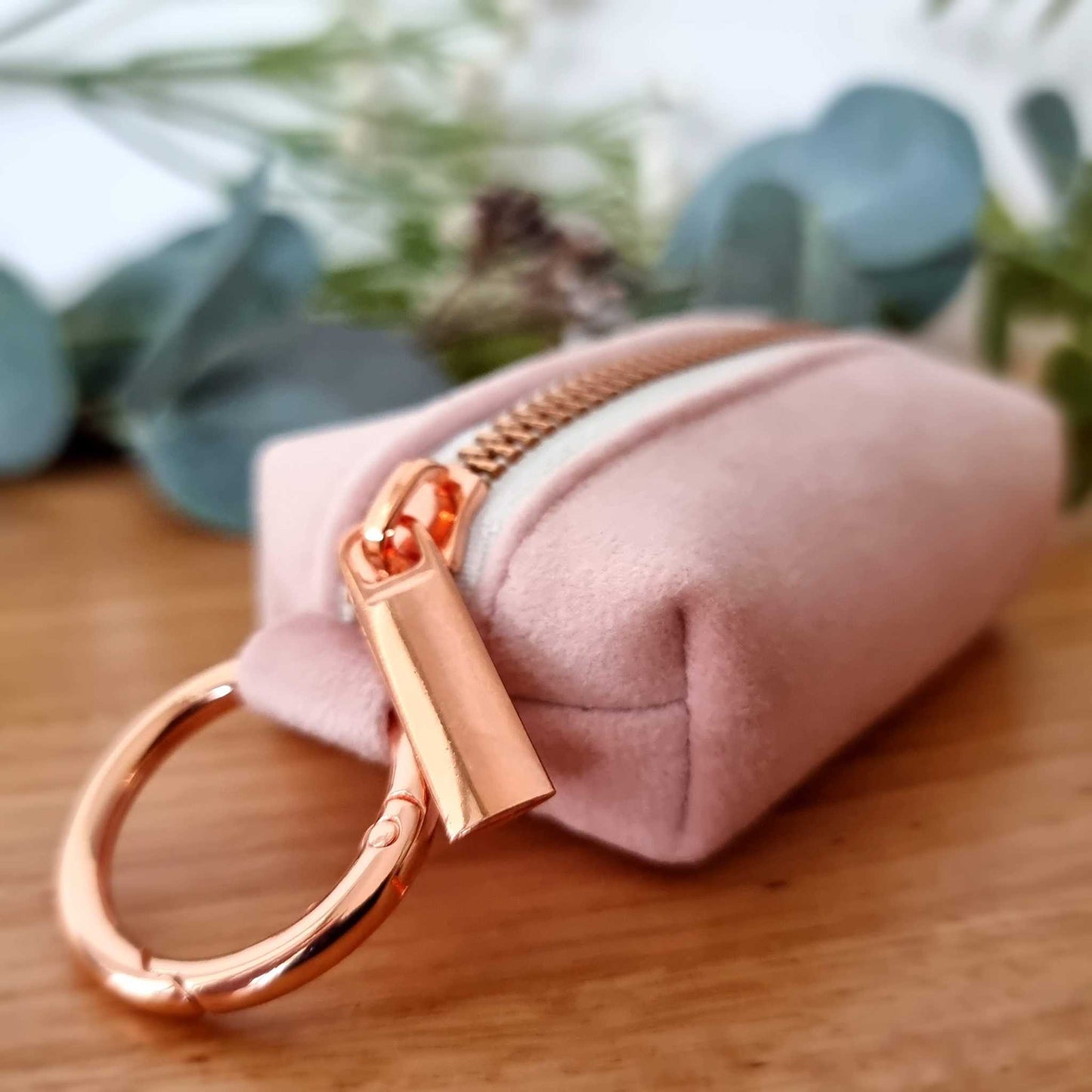 Dusty pink dog poop bag holder 