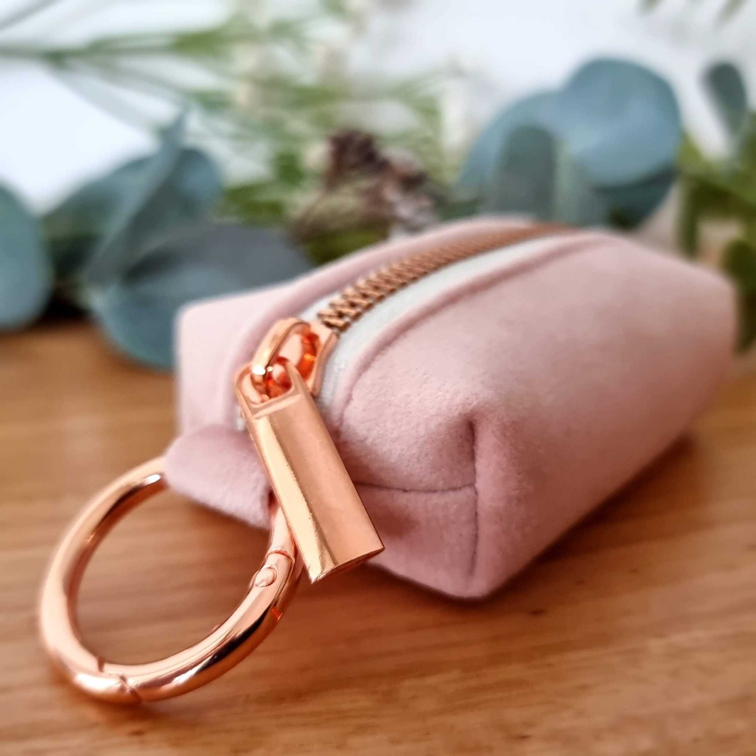 Dusty pink dog poop bag holder 