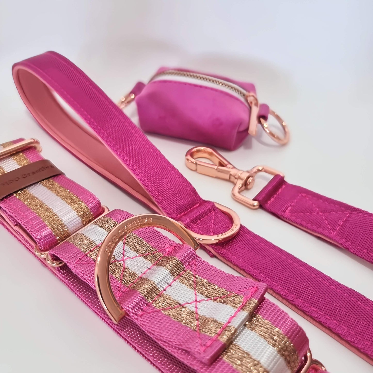 Personalised Martingale Collar - Rose gold & Pink - Padded - 1.5" Wide