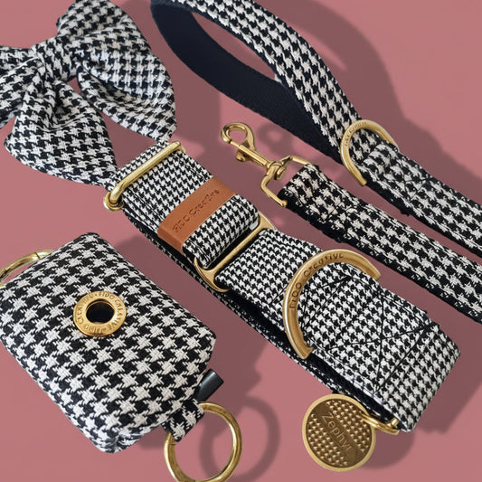 Houndstooth martingale collar and leash set
