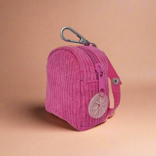 Hot Pink Corduroy Mini Backpack Poop Bag Holder ā Cute, Clip-On & Ready to Roll