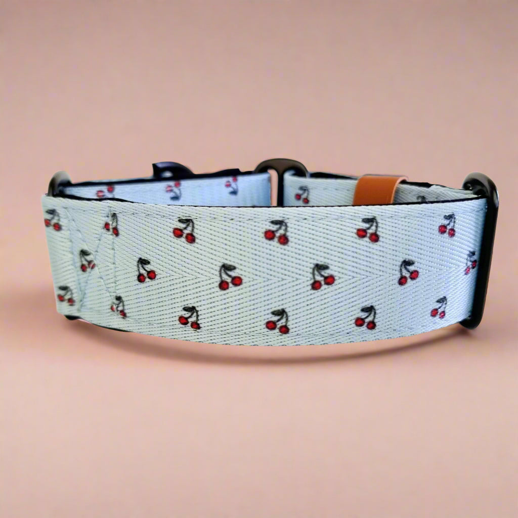 Greyhound collar with cherries