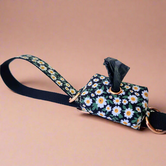 Dog poop bag holder with flowers