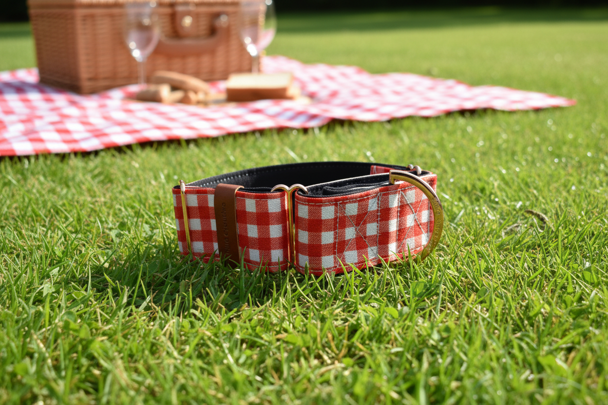 Red Gingham Martingale Dog Collar – Dog Collar, Padded & Durable