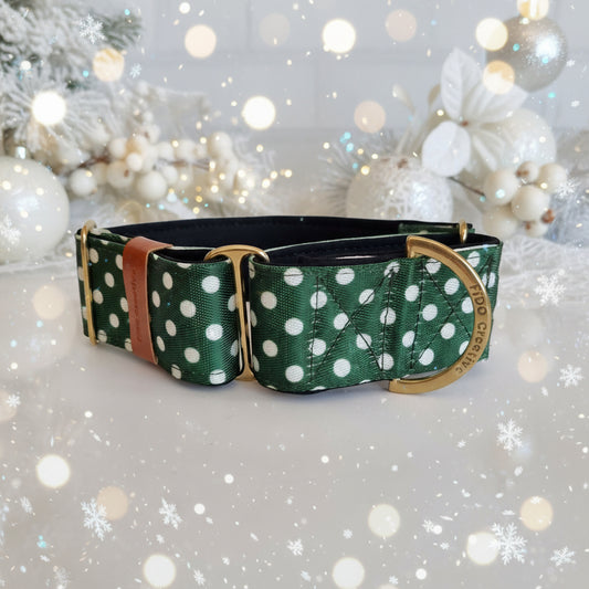 Green polka dot martingale collar