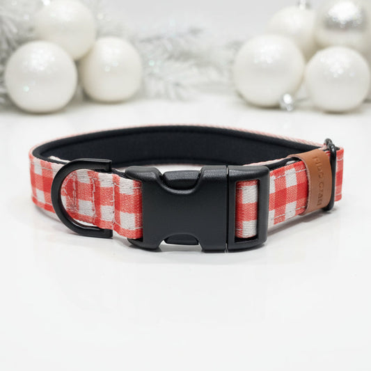 red and white christmas dog collar