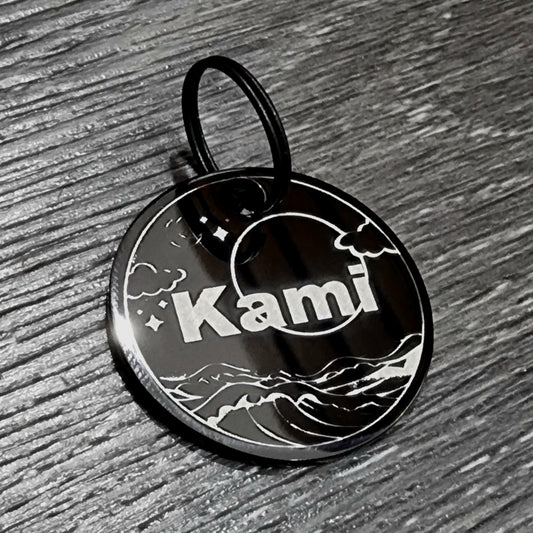 Luna Pet ID Tag – Moon & Ocean Engraved Dog Tag