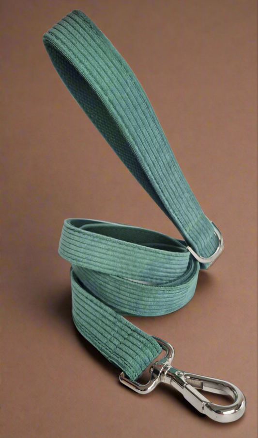 Green Corduroy Dog Leash