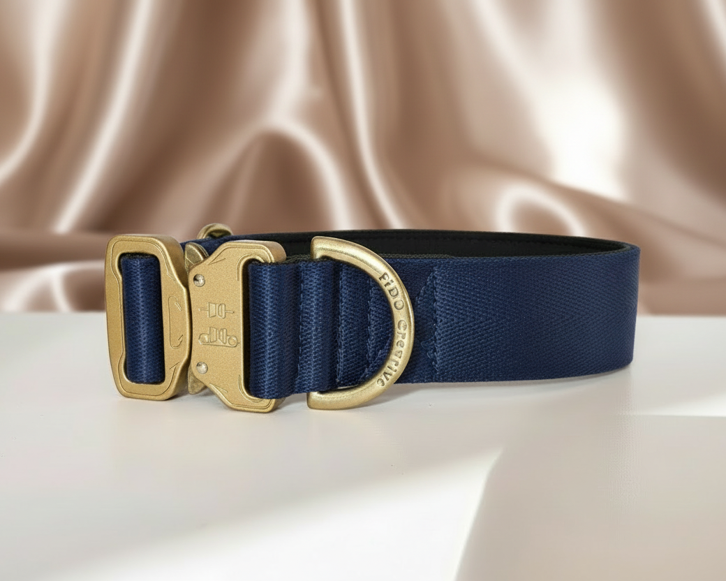 Navy Blue Dog Collar – Padded Buckle Collar