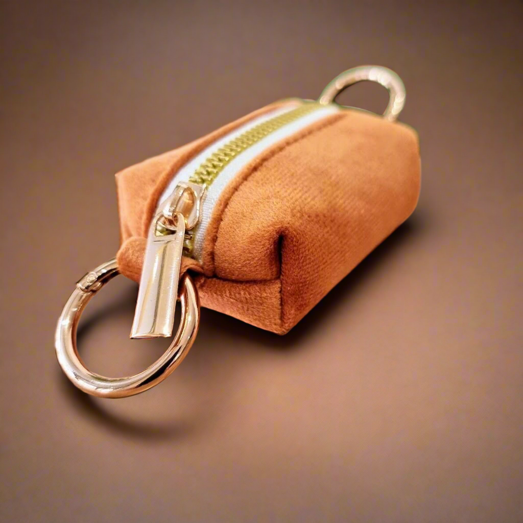 tan brown velvet dog poop bag holder