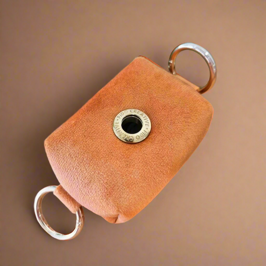 Brown velvet dog poop bag holder