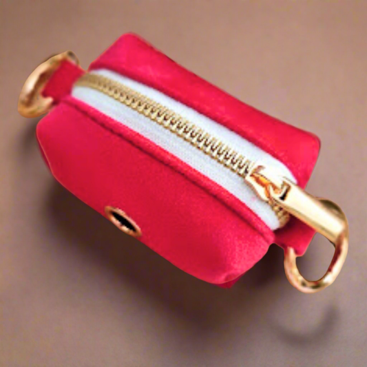 Red velvet poop bag holder