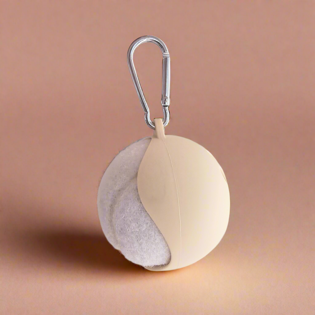 Beige Dog Tennis Ball Holder With clip