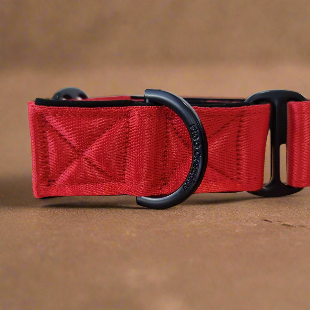 Red Martingale Dog Collar – Padded, personalised with Dog’s Name Optional