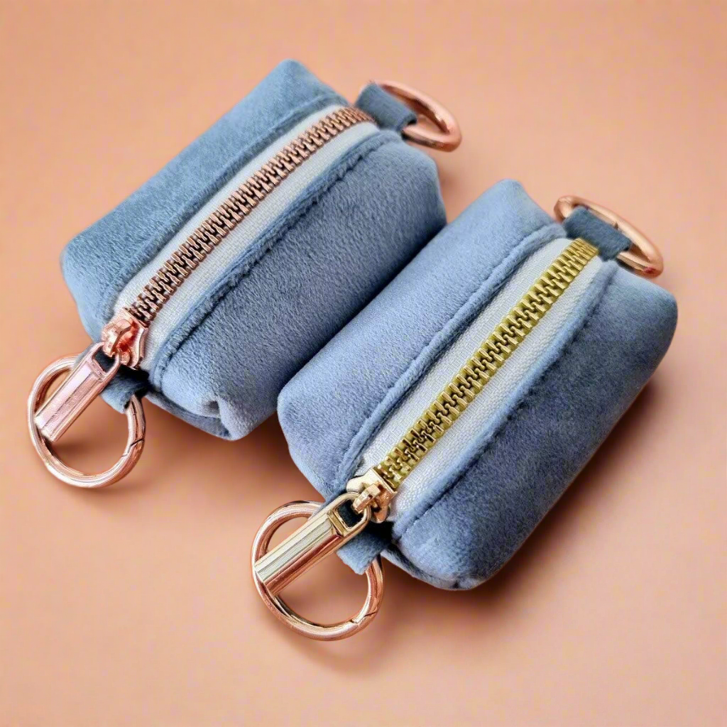 Luxe velvet blue dog poop bag holder