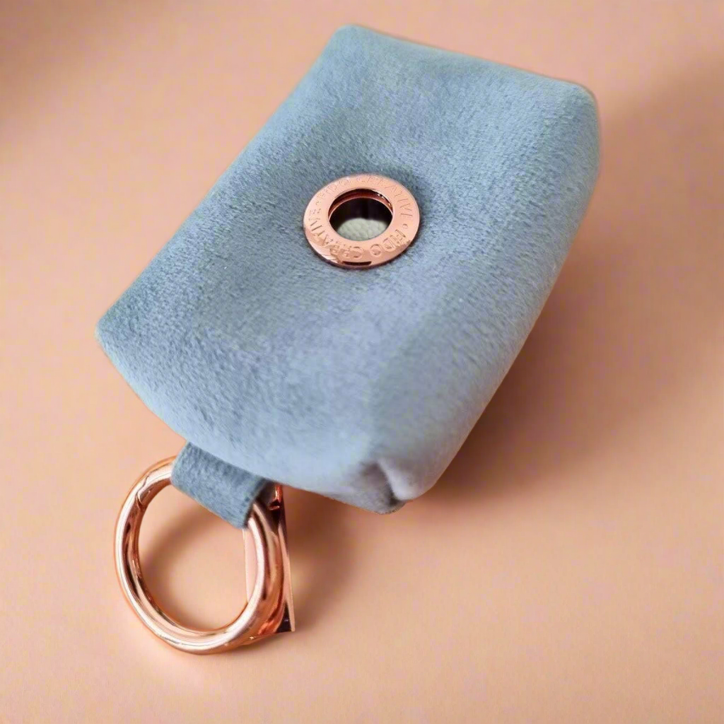 Luxe velvet blue dog poop bag holder
