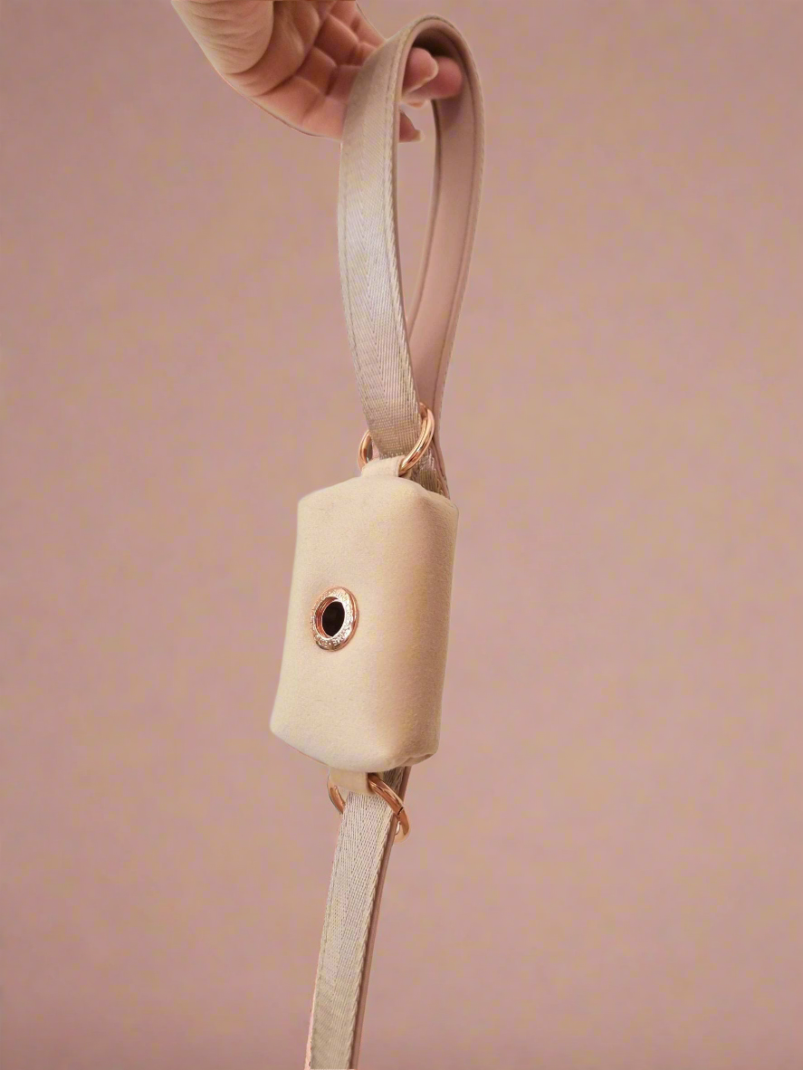 Beige dog poop bag holder