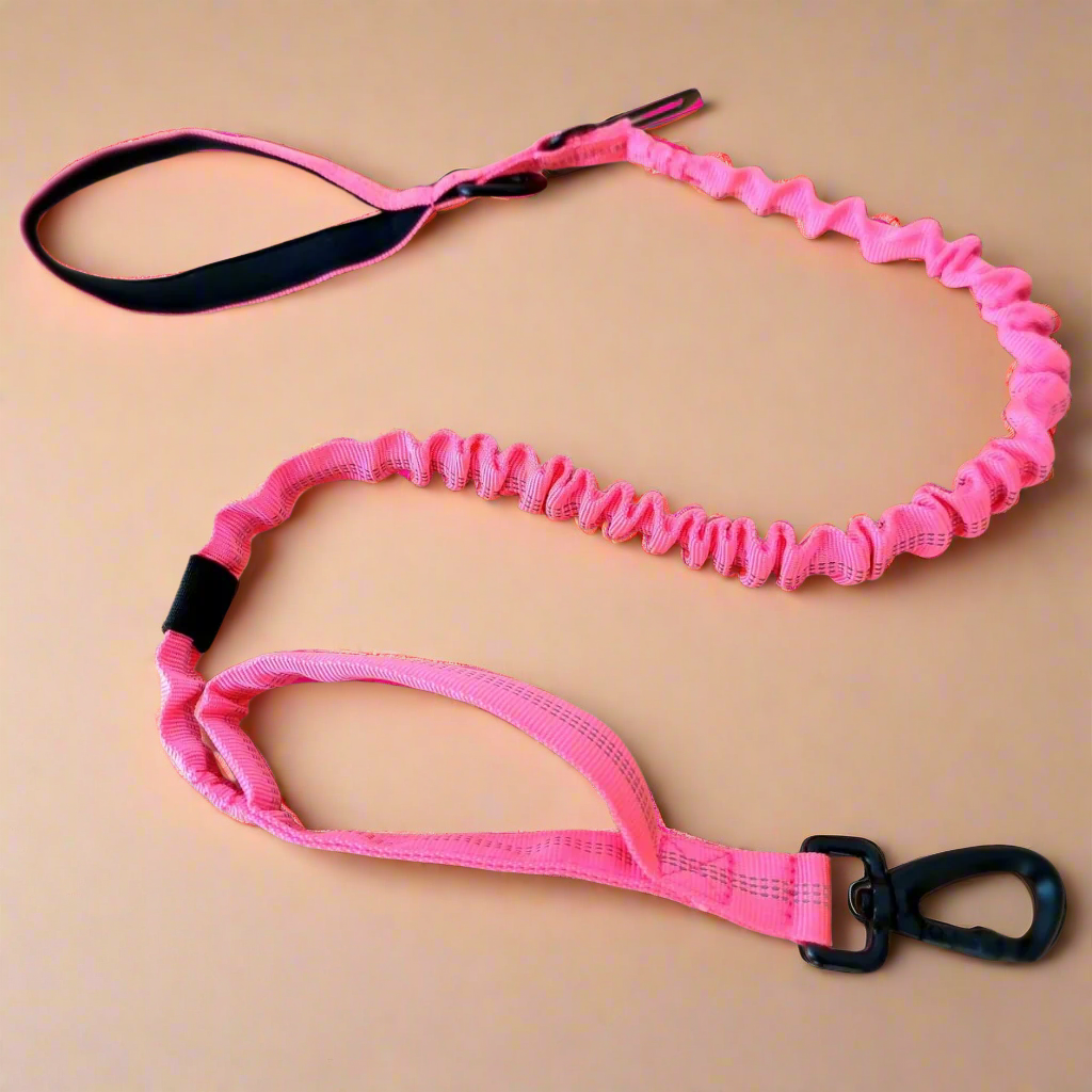 Pink bungee dog leash reflective 