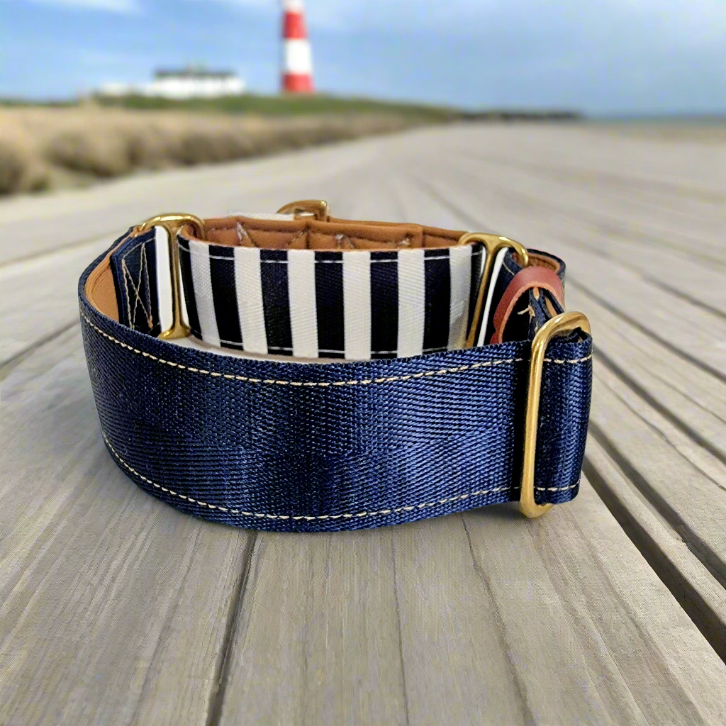 Wide martingale dog collar 