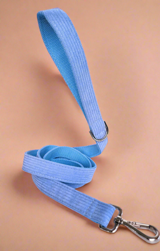 Blue Corduroy Dog Leash