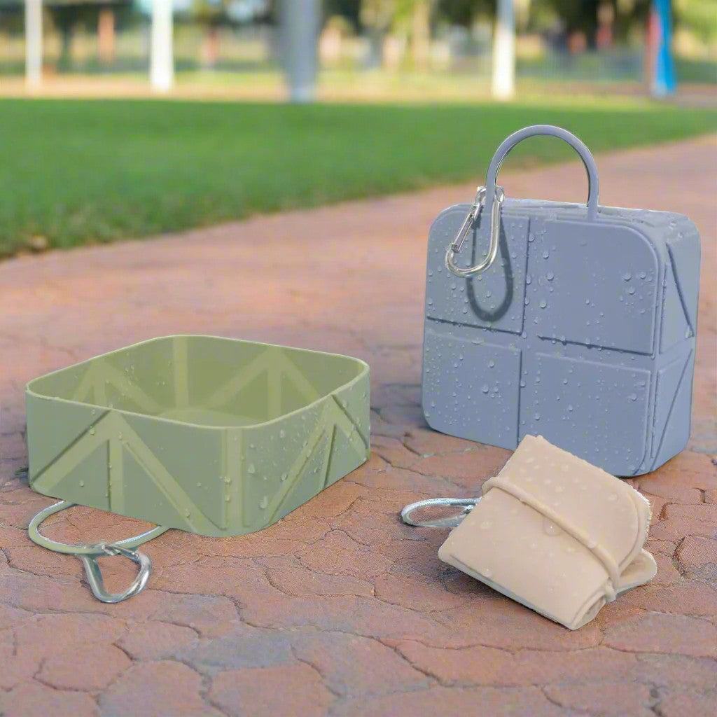 Foldable Dog Bowl | Portable Travel Pet Feeder with Carabiner