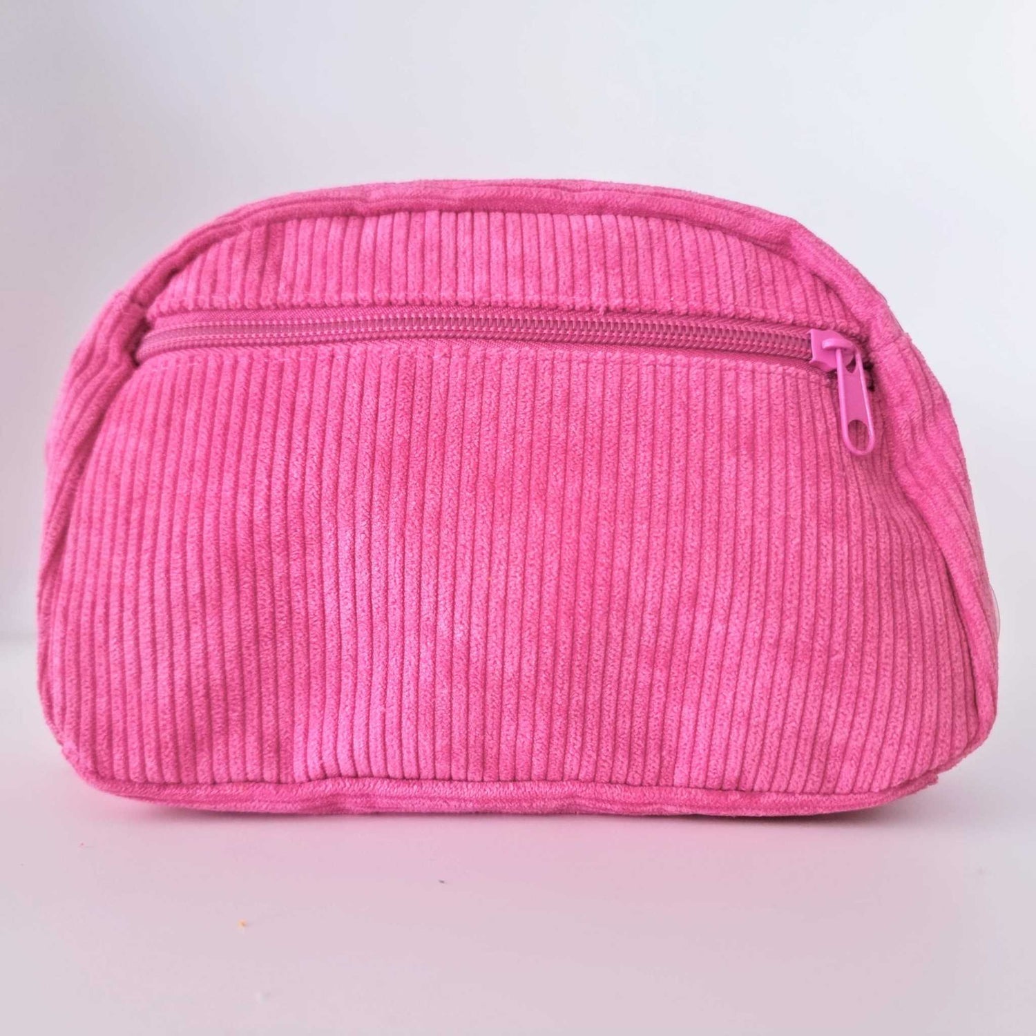 Pink corduroy dog walking bag