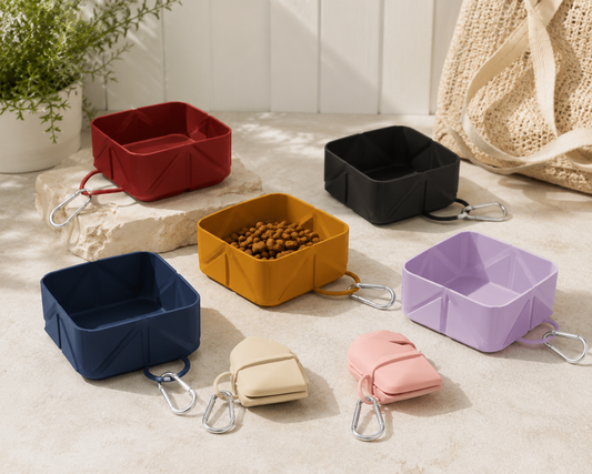 Foldable Dog Bowl | Portable Travel Pet Feeder with Carabiner