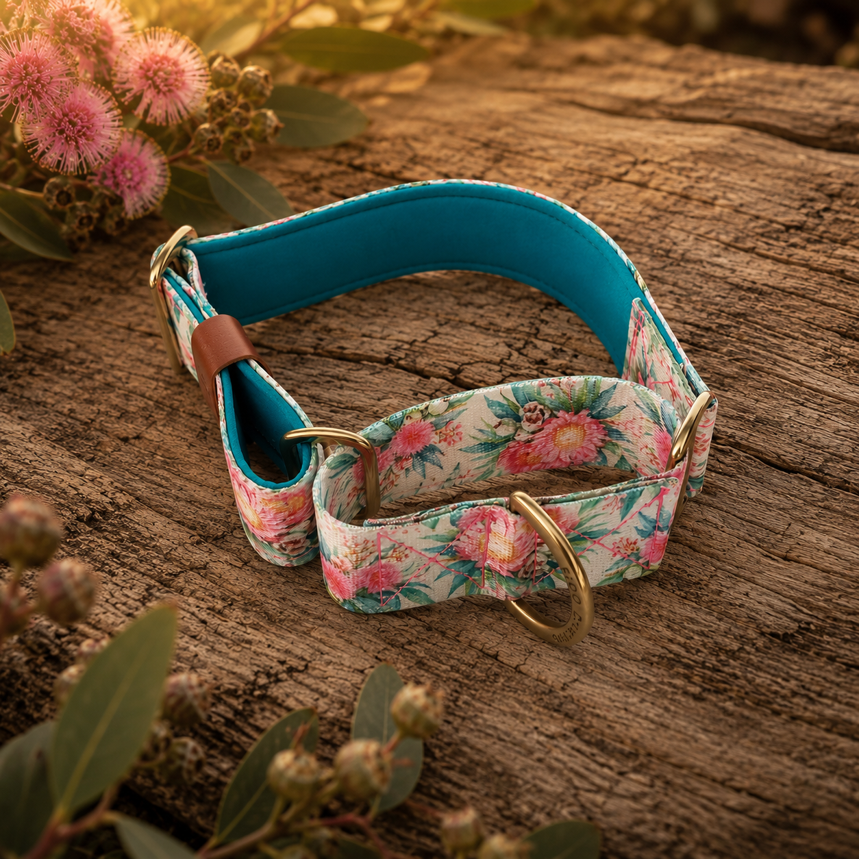 Martingale Collar - Padded Pink Gum Flower