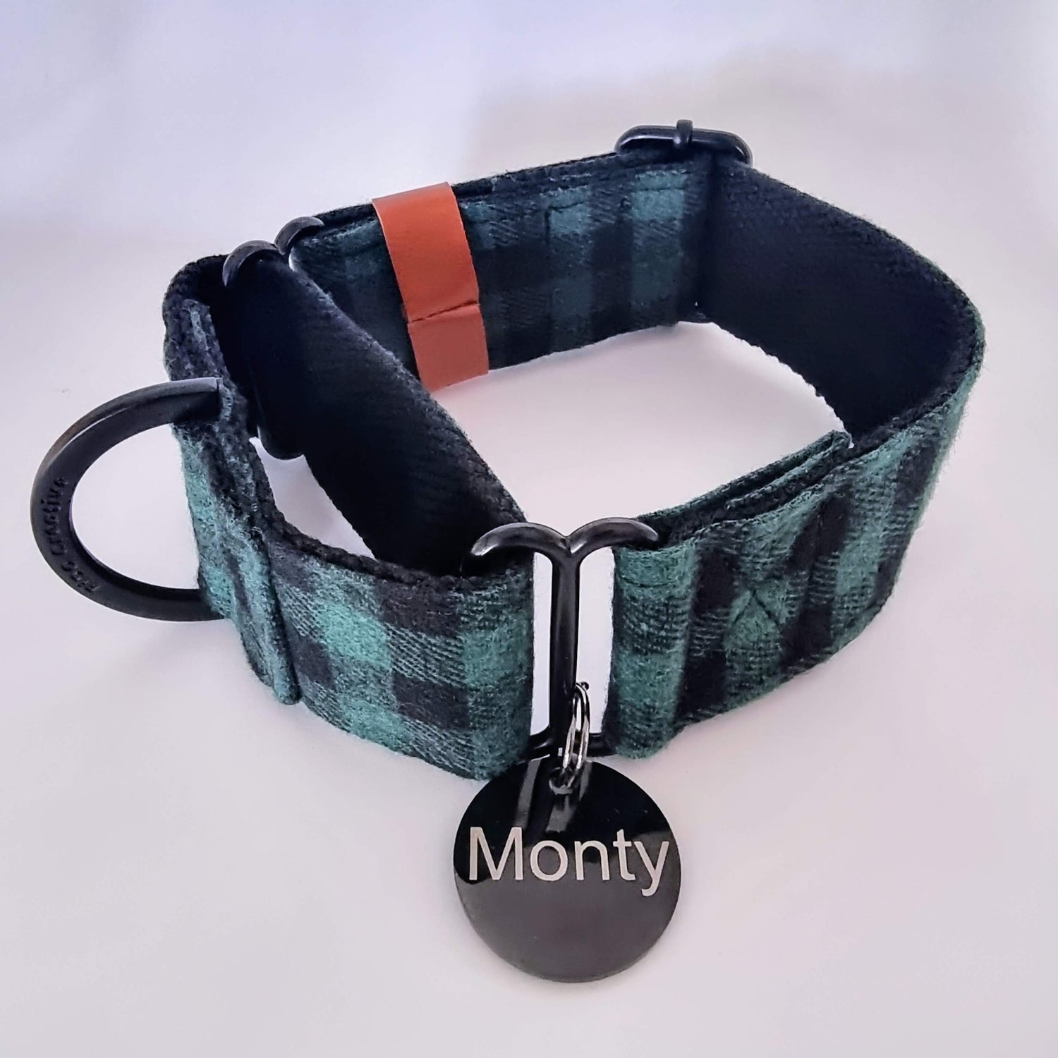 Green plaid greyhound collar 