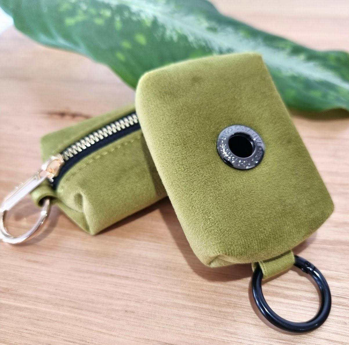 Olive green dog poop bag holder