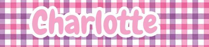 a pink and purple checkered background with the word charlotte