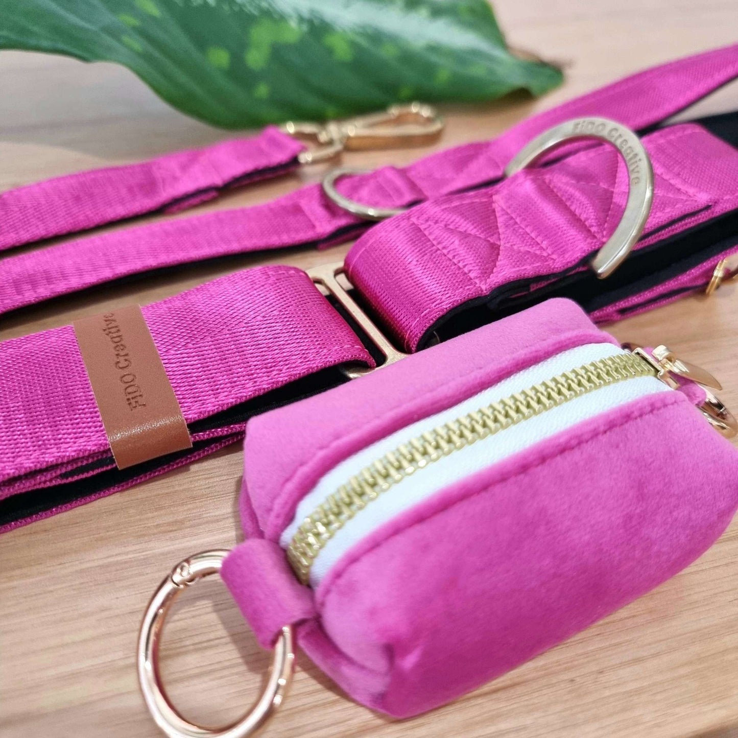 pink velvet dog poop bag holder