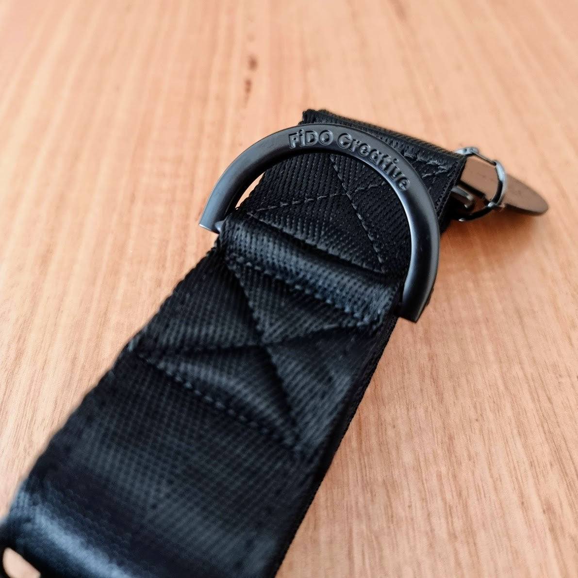 Black Martingale Dog Collar Padded for comfort, Durable for Training