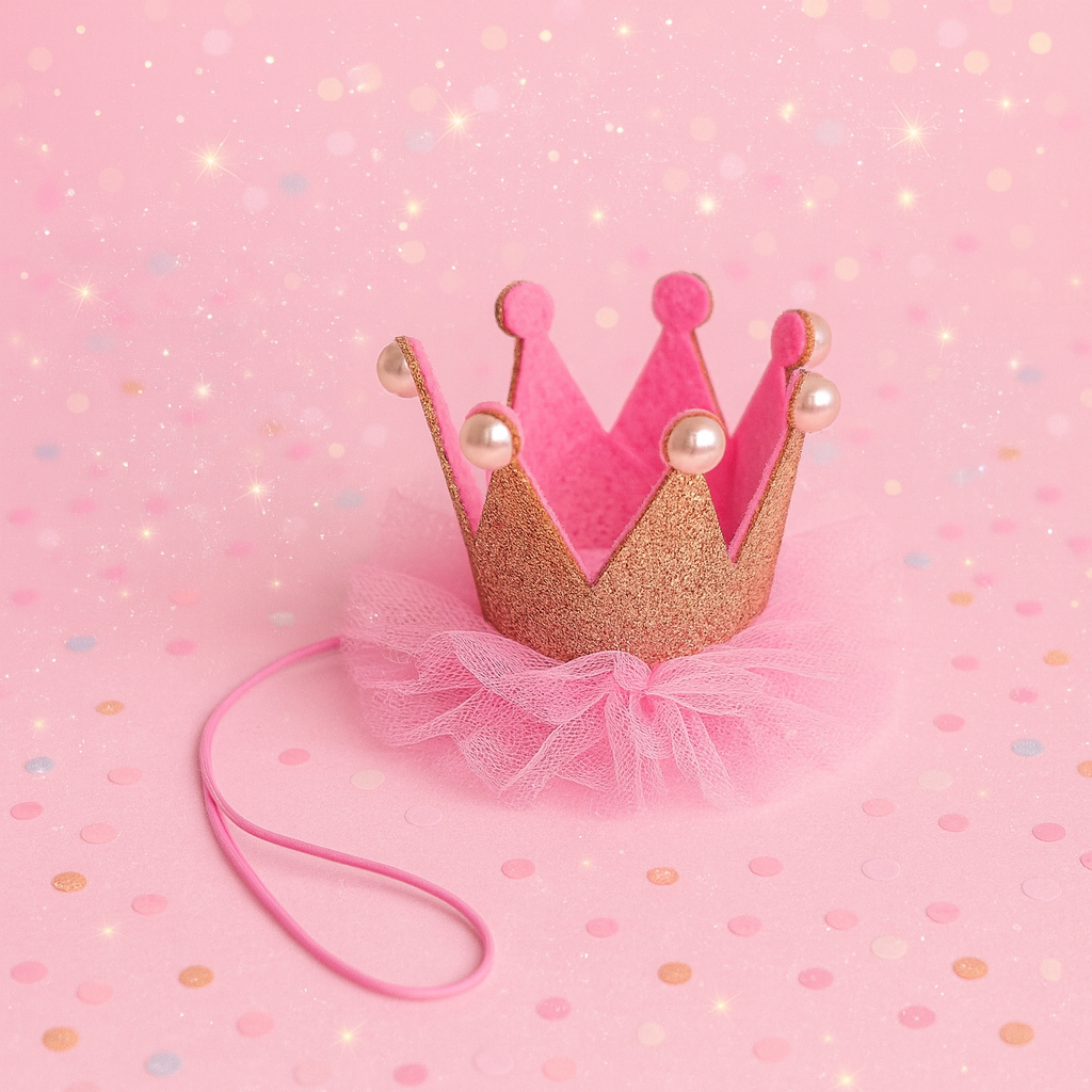 Dog princess crown birthday party hat
