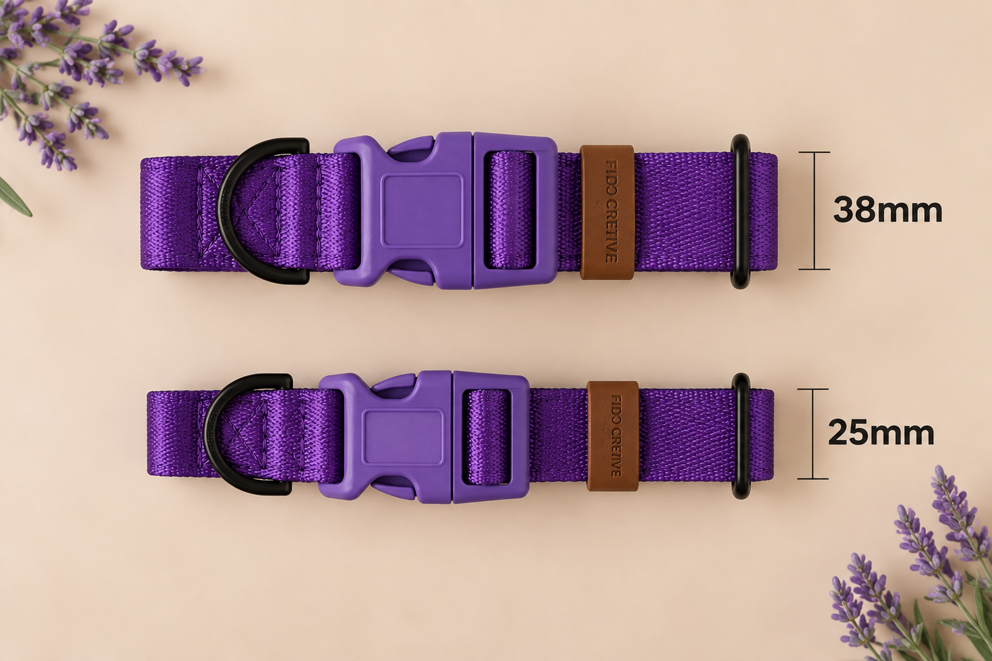 Royal Purple Personalised Dog Collar – Padded Buckle Collar with Optional Name Printing