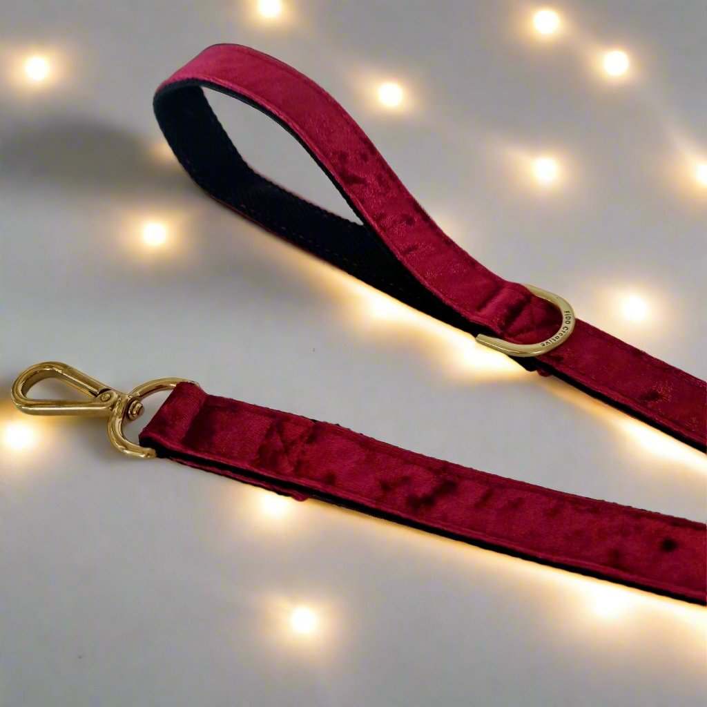 Crushed Red velvet dog leash