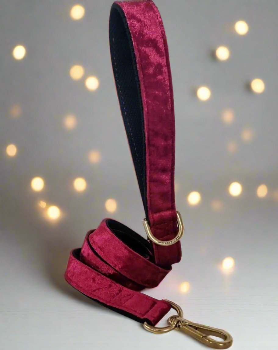 Crushed Red velvet dog leash