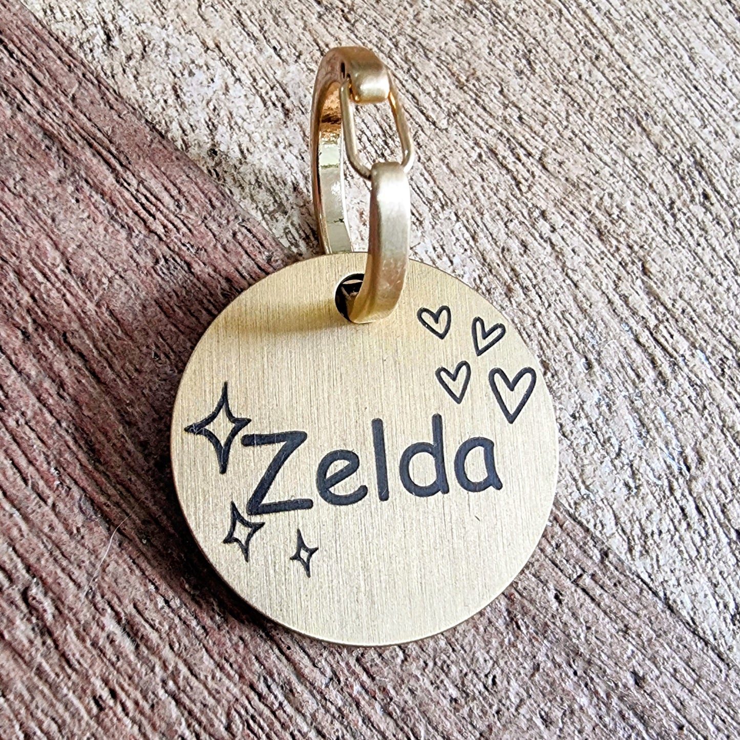 Sparkle Pet Name Tag – Engraved Dog ID Tag with Hearts & Diamonds Design