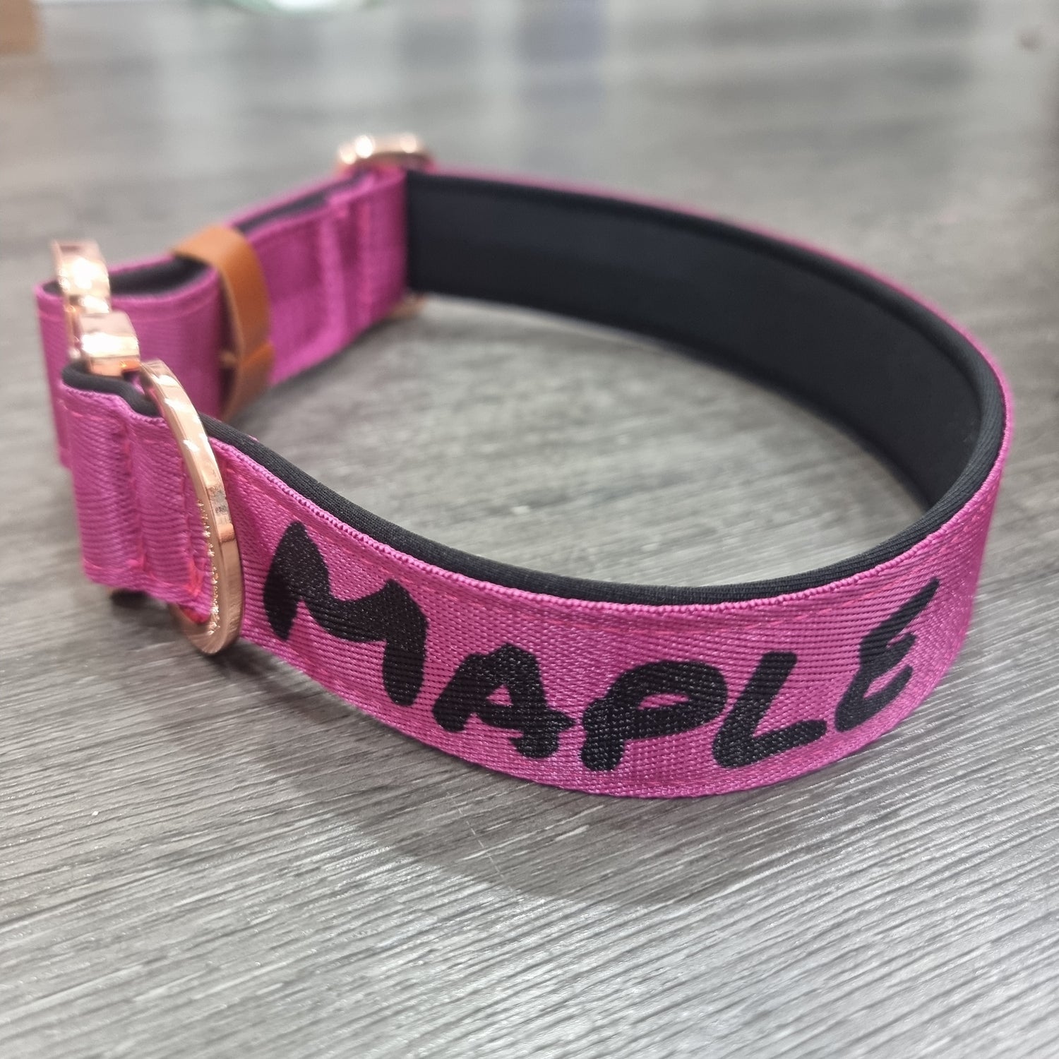 pink name dog collar