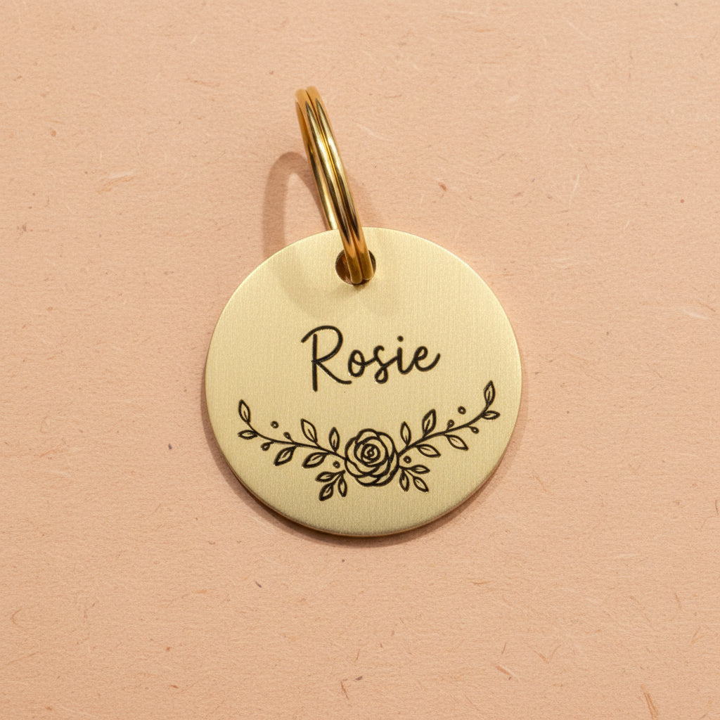 Custom Solid Brass Dog ID Tag – Engrave Your Own Design