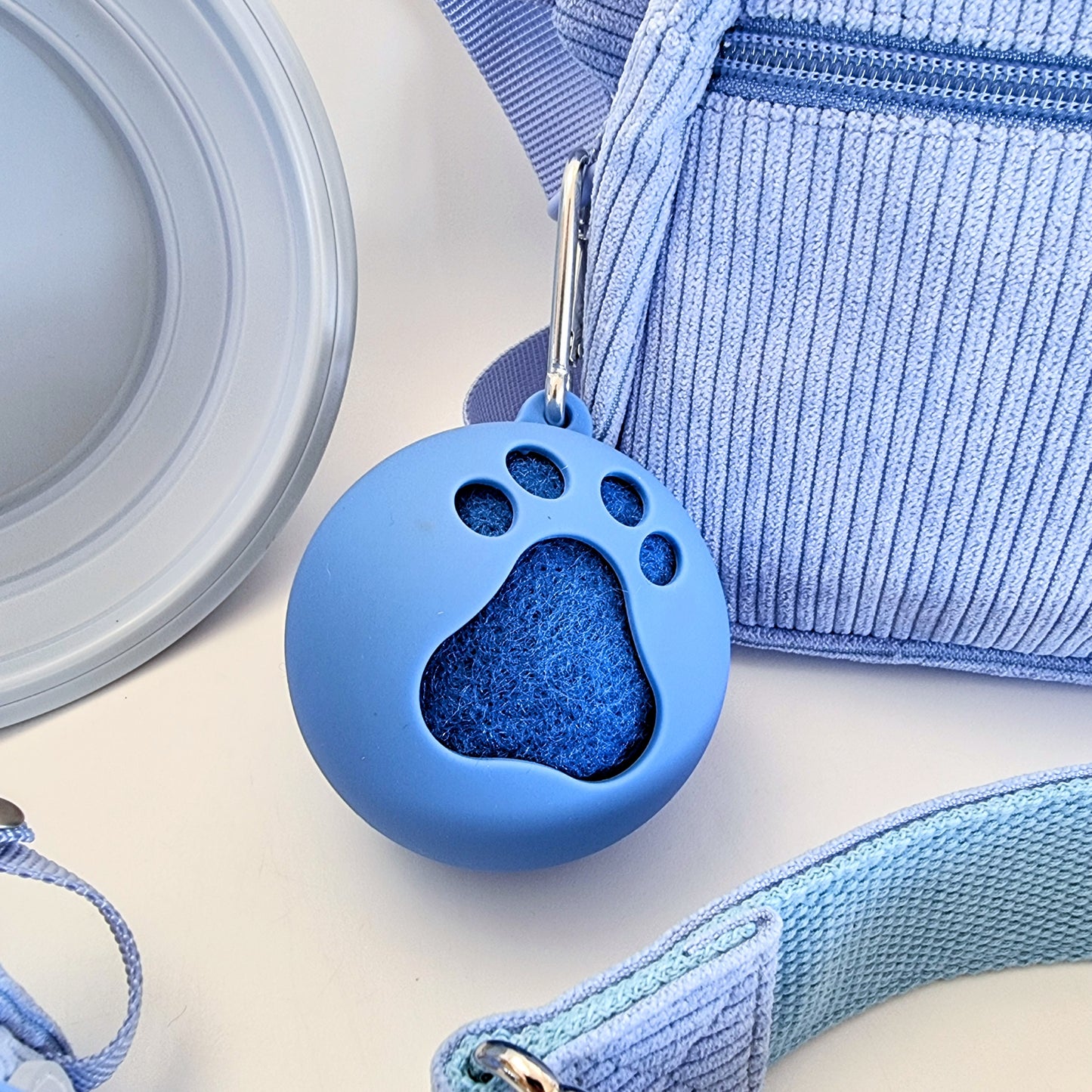 Blue Dog Tennis Ball Holder With clip
