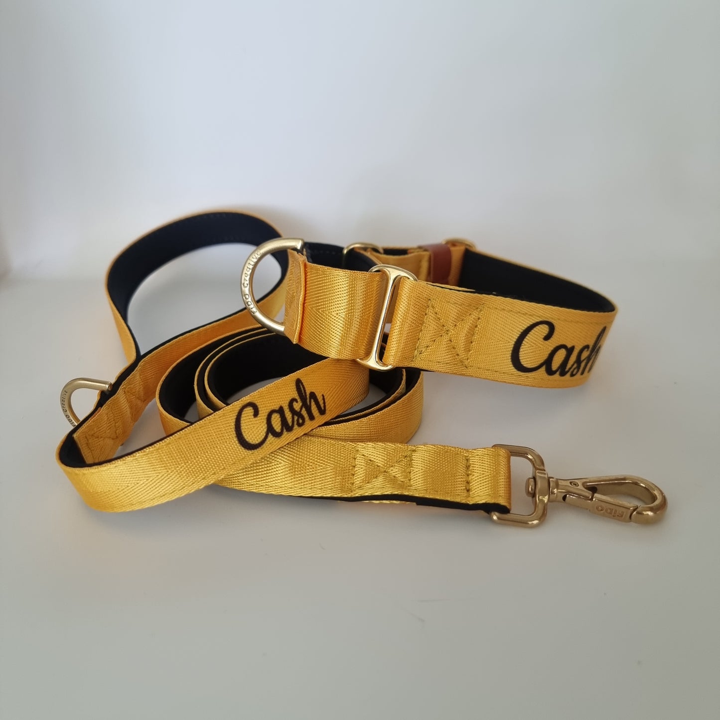 Yellow Martingale Dog Collar – Padded, personalised with Dog’s Name Optional