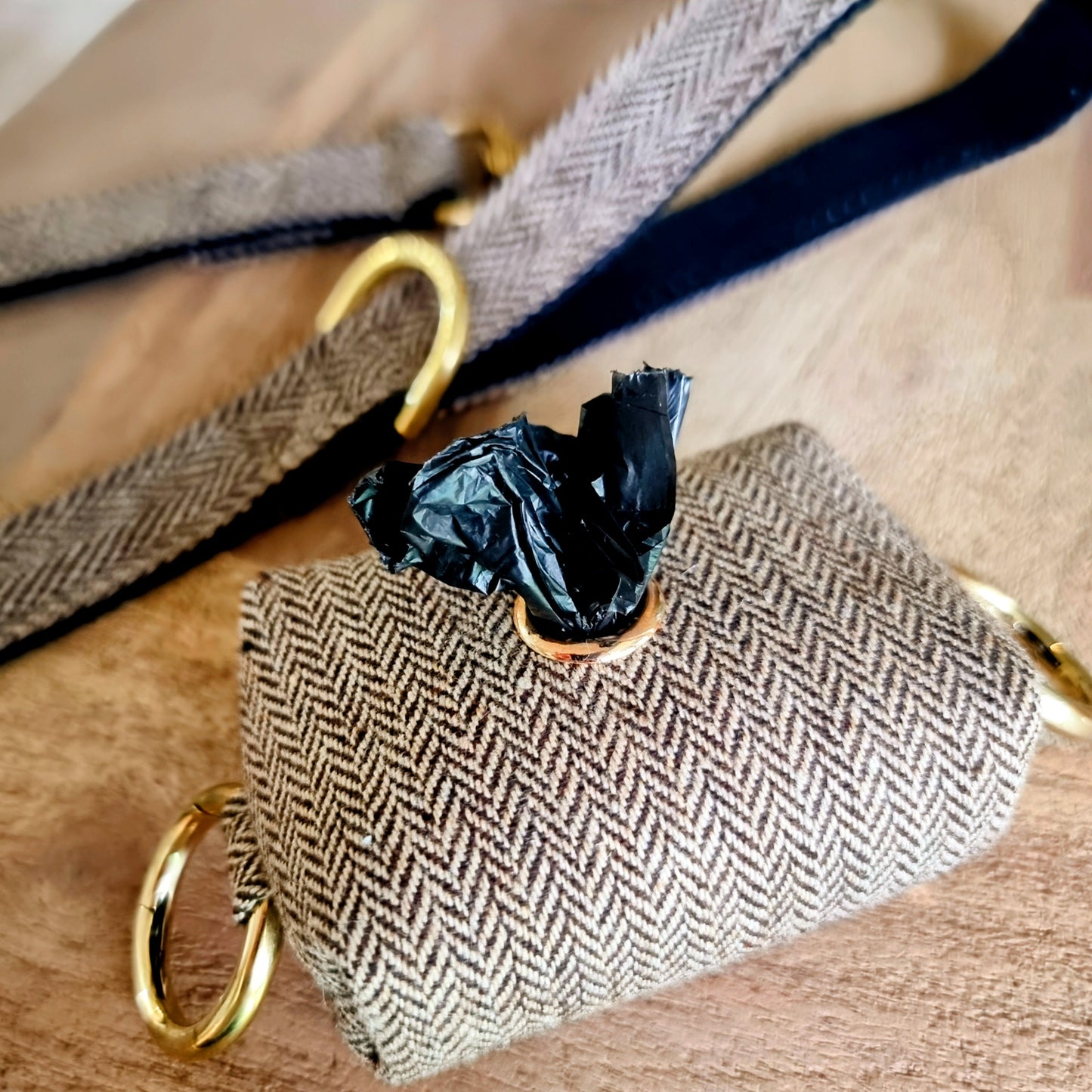 Tweed dog poop bag holder