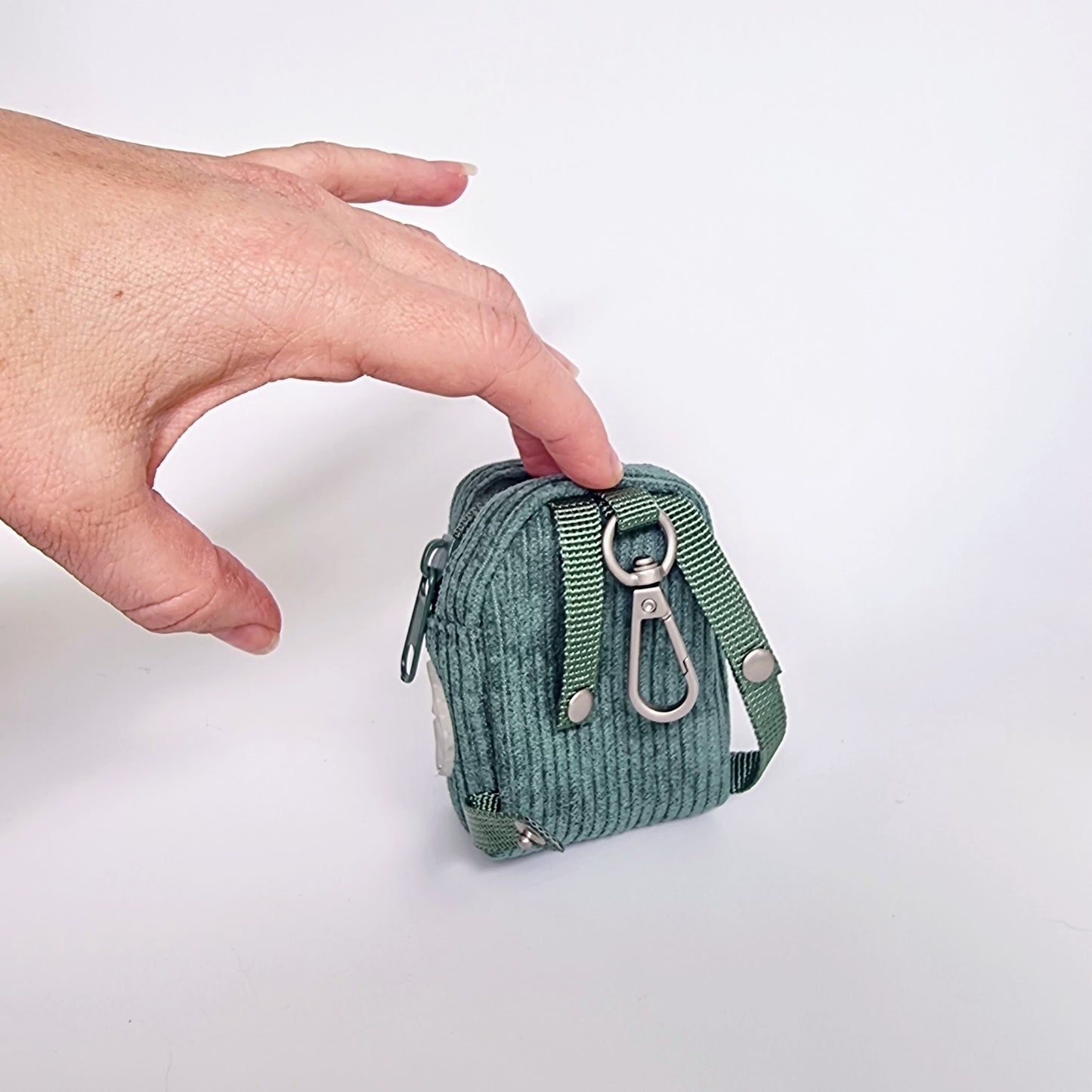 Dog walking bag - Green corduroy